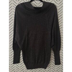 Les Copains BVM Spa Black Shimmer Cowl Neck Sweater Silk Blend